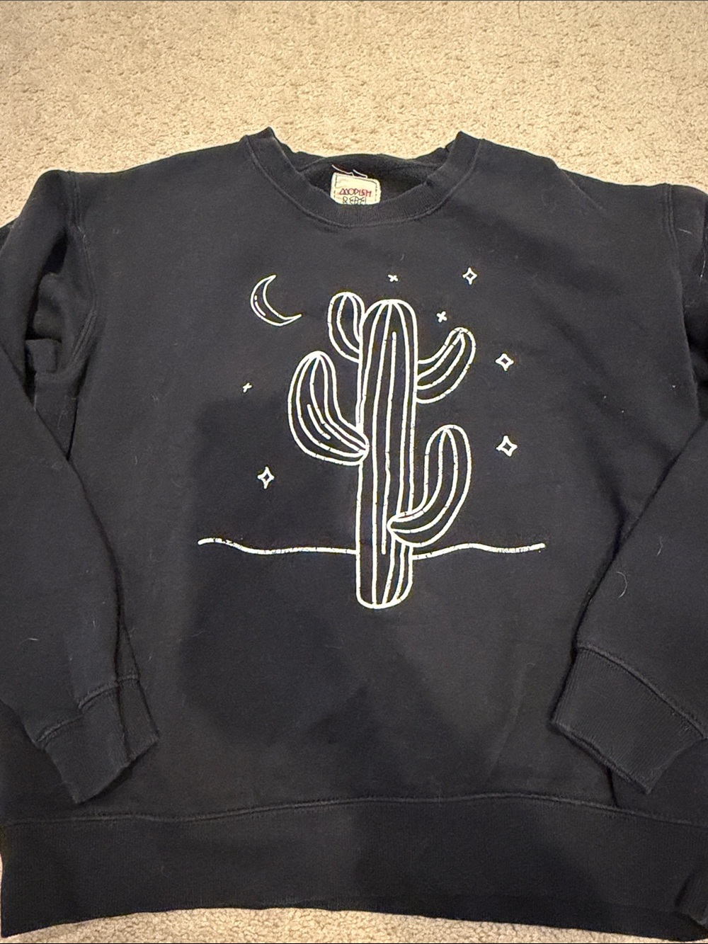 Modish Rebel Black Cactus Graphic Sweatshirt sz XS
